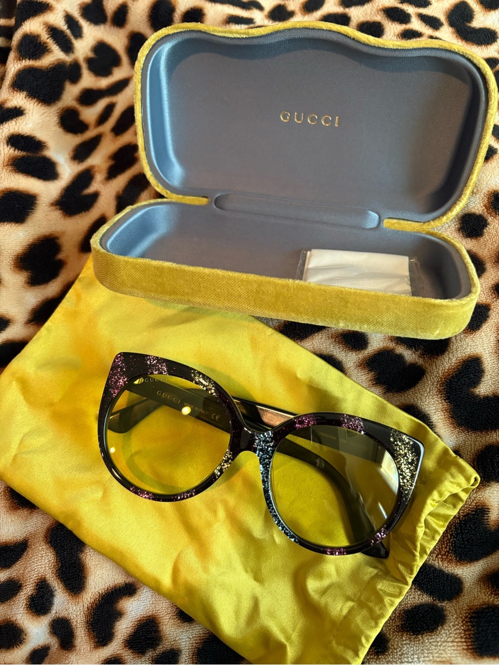 Gucci Women's Glitter Cat-Eye Sunglasses